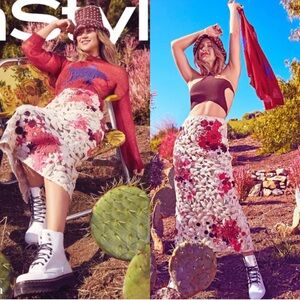 RUNWAY Valentino SS’21 Macramé lace midi pencil skirt*SEEN ON KATE HUDSON